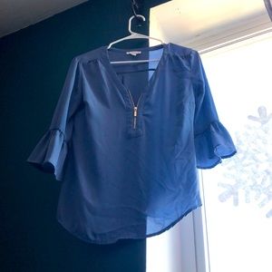 Blue zip blouse